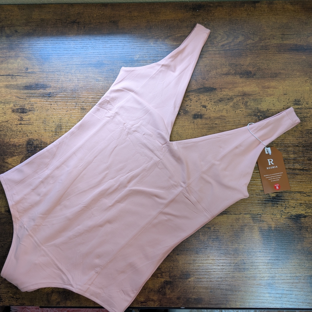 NWT -Blush Pink One-Shoulder Bodysuit - Picture 2 of 6